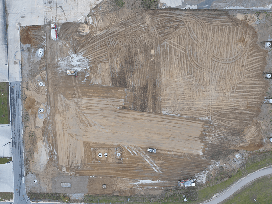 The building site is leveled